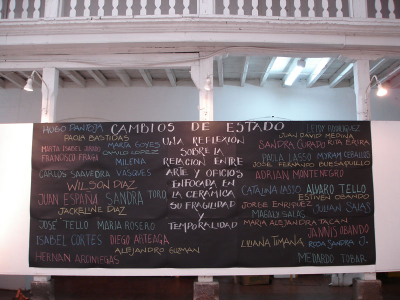 Cambios de Estado. Exhibición de piezas de cerámica y arcilla, acciones, y documentos en el proceso del laboratorio. Centro de Exposiciones Palatino, Pasto, Nariño